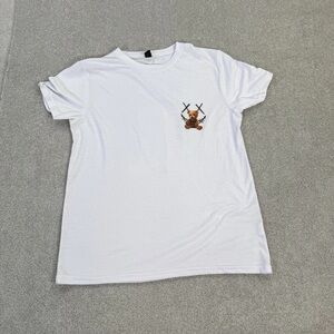 H&M White Short Sleeve Tee with Bear Design
